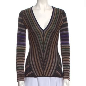 MISSONI Sparkly V-Neck Blouse! Spectacular Colors, Near Perfect Condition, Sz 38